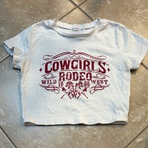 Garage White and Red Crop Top